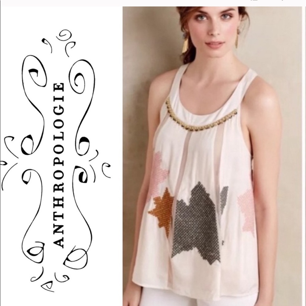 Anthropologie Floreat Pia Beaded strappy top 4